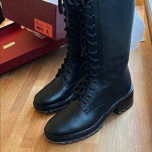 TAMARA MELLON ♠️  NIB Black Leather Lace Up Boots Sz 7.5